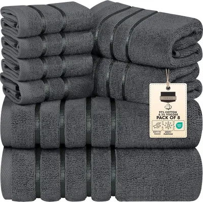 Produktbild von PromoHome® Handtuchset 8-teilig Luxus Badetücher Set mit 2 Badetüchern, 2 Handtüchern und 4 Waschlappen - Sehr Saugfähige 600 g/m²
