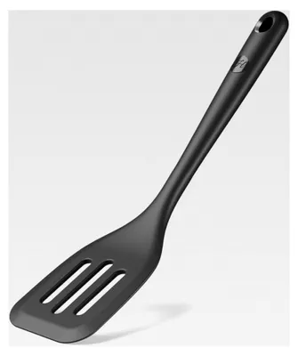 Produktbild von Silikon Pfannenwender mit Edelstahlkern, Anthrazit, Auflagefläche 8 cm, hitzebeständig bis 200°C, spülmaschinenfest, BPA-frei, lebensmittelecht