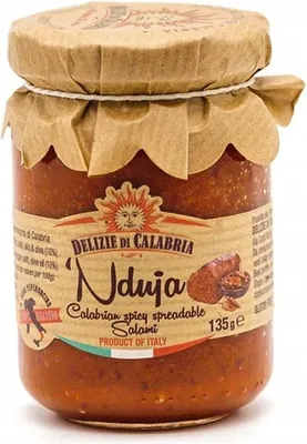 A jar of Calabrian spicy spreadable salami.