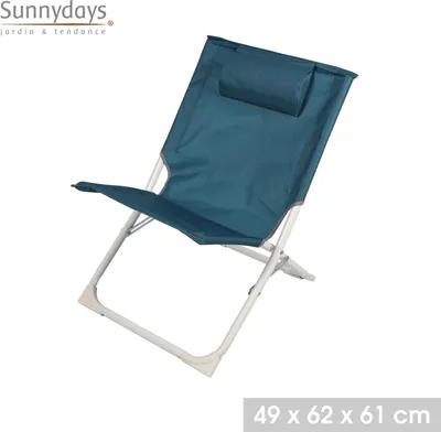Produktbild von Sunnydays Strandstuhl Klappstuhl Strandliegestuhl LE HAVANA 224220 blau-grau