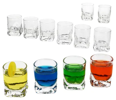 Produktbild von 12x Frosty Schnapsgläser 2cl 4cl Shotglas Pinnchen Stamper schwerer Boden Relief