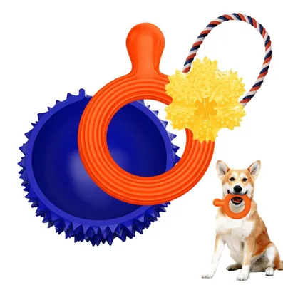Image de Jouet pour chien, intelligence, interactif, balle à friandises, frisbee, gamelle pour chien, 3 en 1, couleur bleue