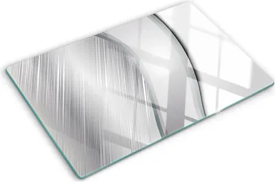 Produktbild von Tulup Glas Herdabdeckplatte - 80x52 cm - Glaskeramikkochfeld-Abdeckung Spritzschutz Glasabdeckplatte - Einteilig - Material-Textur - Metall Textur - Silber