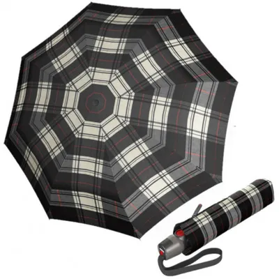 Obrázek produktu pro Knirps KNIRPS T.200 CHECK BLACK & WHITE - elegantní dámský plně automatický deštník