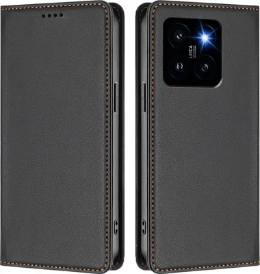 Immagine prodotto di Custodia in pelle per Xiaomi 14 Pro, flip case magnetico in Finto cuoio con supporto Nero