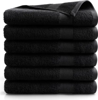 Produktbild von DoubleDry Hotel Kollektion Badetücher Set - 6 Teilig - 100% Baumwolle - 500 g/m² - Weich - 70x140 cm - Schwarz