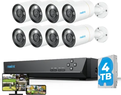 Immagine prodotto di Set di telecamere di sorveglianza per esterni Reolink da 12MP, 8x PoE IP camera di sorveglianza per esterni con 4TB 16CH NVR, faretti, rilevamento persone/veicoli