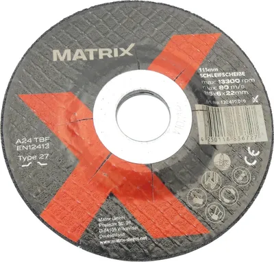 Produktbild von MATRIX Schleifscheibe für Metall 115mm Durchmesser 22mm Achsbohrung