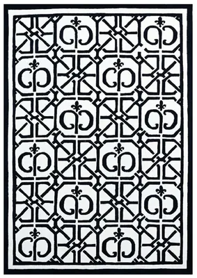 Produktbild von Casa Padrino Luxus Barock Teppich Weiß / Schwarz 200 x 300 cm - Barock Interior