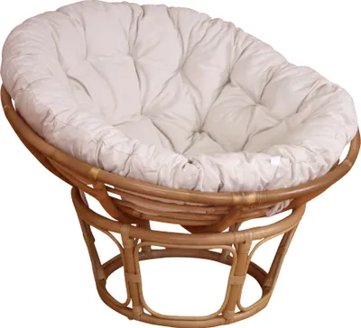 Produktbild von MD Möbel-direkt-online, Papasansessel mit Kissen, Rattan, Beige, Ø 110 cm, H 65 cm, SH 48 cm, Reine Handarbeit, Aufgebaut