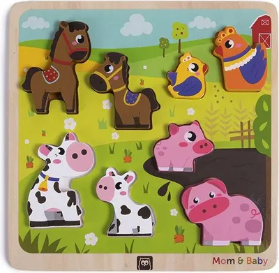 Produktbild von EurekaKids Holz Formenpuzzle Bauernhoftiere - Lernspielzeug für Kinder