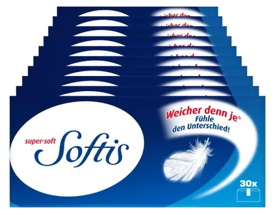 Produktbild von Softis, 300 (30 x 10) Päckchen Taschentücher, 4-lagig