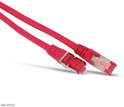 Zdjęcie produktu dla Kabel krosowy CAT.6a 1 m, czerwony, S/FTP PIMF, bezhalogenowy, certyfikat GHMT (EN 17025)