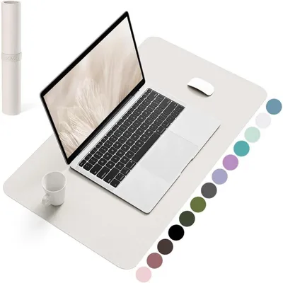 Immagine prodotto di Tappetino per mouse in pelle, con base in ecopelle, colore grigio, dimensioni 60x35 cm