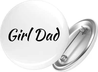 Produktbild von Huuraa Button Girl Dad Schriftzug 25mm rund mit Sicherheitsnadel Ansteckbutton Geschenkidee