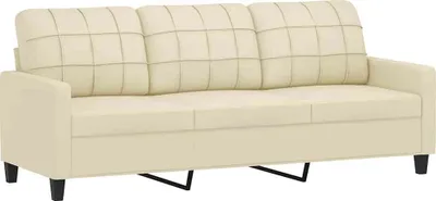 Produktbild von vidaXL 3-Sitzer-Sofa Creme 180 cm Kunstleder