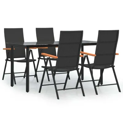 Produktbild von vidaXL 5-tlg. Garten-Essgruppe Schwarz und Braun Poly Rattan