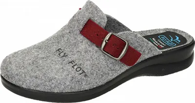 Produktbild von Fly Flot Damen Hausschuh Pantoffel Filz Pantolette Schnalle bequem flach 320141, Größe:40 EU, Farbe:Grau