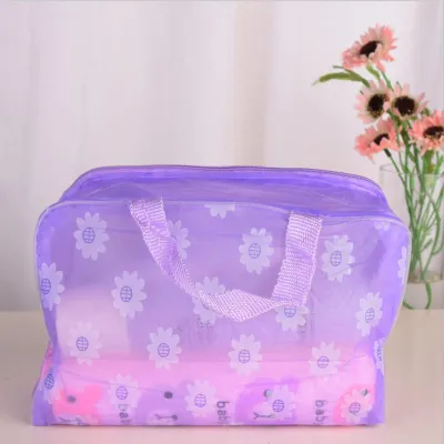 Obrázek produktu pro Vodotěsná kosmetická taška, průhledná, z PVC, se zipem, fialová