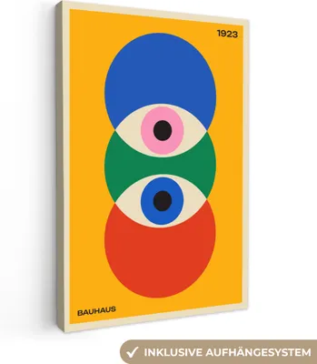 Produktbild von MuchoWow® - Leinwandbilder - Bauhaus - Abstrakt - Vintage - Kunst - Kunst, Wandbild, Wanddeko Bilder Wohnzimmer, 60x90 cm