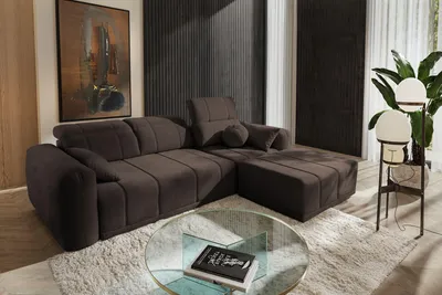 Produktbild von Moderne Eckcouch RAVELLO I Braun – Sofa für Wohnzimmer, rechtsseitig, mit Schlaffunktion & Bettkasten