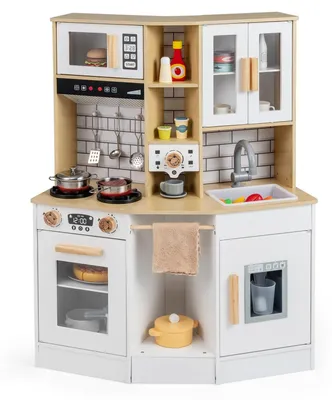 Produktbild von Kinderküche Holz Eck Spielküche mit Licht und Sound Holzküche Weiß
