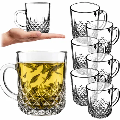 Obrázek produktu pro KADAX sklenice na čaj s uchem "Serle", sklenice na džus, vhodné do myčky, 230 ml, sada 6 ks