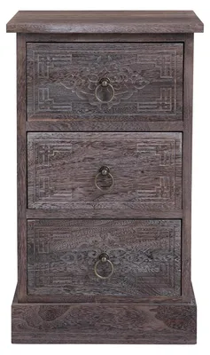 Produktbild von Nachttisch ENZO Nachtschrank Nachtkonsole mit 3 Schubladen für Boxspringbett im Vintage Look