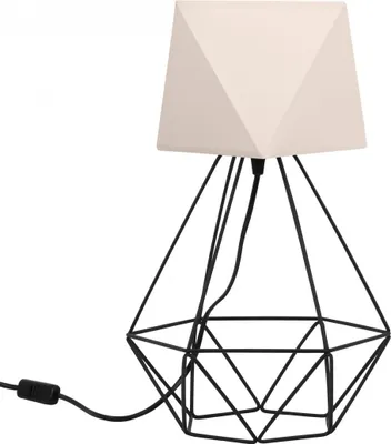 Produktbild von Slant Lampenschirm Tischlampe Modern - Elegante Nachttischlampe - Tischleuchte E27 - 40x23,5 cm - Schwarz und Creme Diamant - Slant