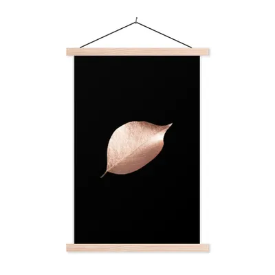 Produktbild von MuchoWow® Textilposter Blatt - Rosa - Schwarz 40x60 cm mit holzfarbenen Rahmen - Poster
