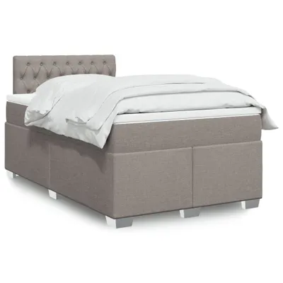 Produktbild von Langlebige Boxspringbett mit Matratze Taupe 120x200 cm Stoff Gästebett mit Lattenrost Möbel5997825