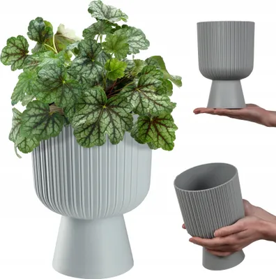 Produktbild von KADAX Blumentopf in Kelchform "Golem", aus Kunststoff, Pflanzgefäß, Pflanzschale, 14 cm, Grau