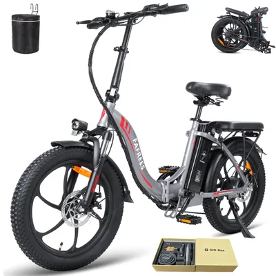 Produktbild von Elektrofahrrad Rostfreie Aluminiumlegierung 36 V 18 Ah 648 Wh Wasserdicht IP54 bis zu 100 - 130 km E-bike klapprad 20 zoll mit 7 Gang, Grau