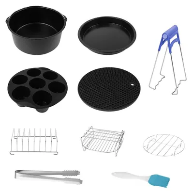Productafbeelding van Frituurpan 3,5 - 4,5 Liter - Accessoireset 10-delig - Siliconenmand - Antiaanbaklaag - Vaatwasserbestendig - BPA-vrij - Airfryeraccessoires