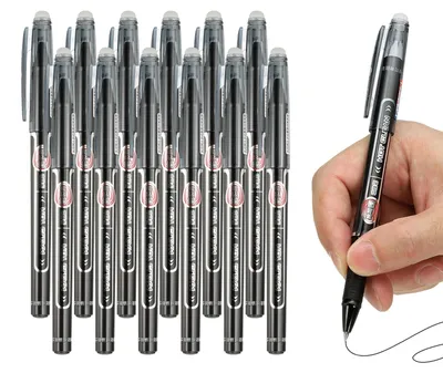 Ausradierbare Gelstifte 0,5 mm, 12 Stück, schwarz, glattes Schreiben