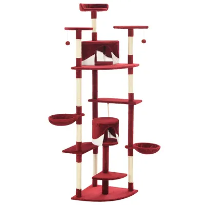 Produktbild von Cloris DesignMöbel Tierbedarf - Rot Katzen-Kratzbaum mit Sisal-Kratzsäulen 203cm Rot und Weiß Schlichtes8498722
