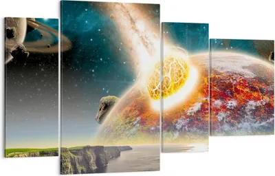 Produktbild von Bild auf Leinwand - Leinwandbild - Raum Erde Planet Komet - 120x70cm - Wand Bild - Wanddeko - Leinwanddruck - Bilder - Kunstdruck - Wanddekoration - Leinwand bilder - Wandkunst - DL120x70-2318