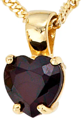 Produktbild von JOBO Anhänger Herz 333 Gold Gelbgold 1 Granat rot