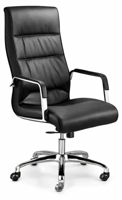 Produktbild von Ergonomischer Chefsessel mit schwarzem Kunstleder und Chromarmlehnen
