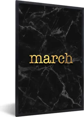 Produktbild von MuchoWow® Gerahmtes Poster Zitat - Kalender - März - Gold 40x60 cm - Poster mit Schwarzem Bilderrahmen Wandposter Rahmen Foto Bilder - Papierdruck - Wandbilder