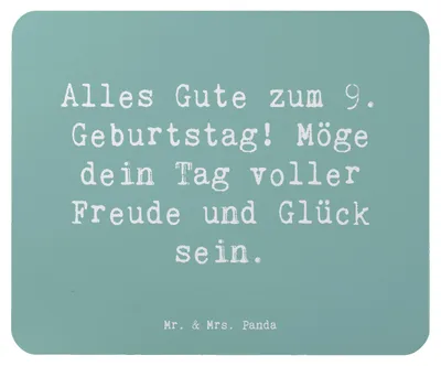 Produktbild von Mr. & Mrs. Panda Mouse Pad Spruch 9. Geburtstag Freude - Meeresbrise - Geschenk, Geburtstagdeko, Geburtstagsgeschenk, Alles gut zum, laptop mauspad, und Glück, Mousepad