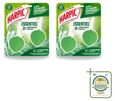 Imagen del producto de 2 unidades de Harpic Eco Toiletblock - Eucalipto - con aceites esenciales naturales - Paquete de suministro