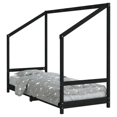 Produktbild von Kinderbett Schwarz 80x200 cm Massivholz Kiefer