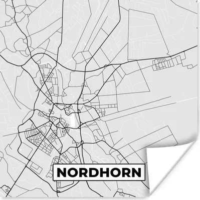 Produktbild von MuchoWow® Poster Deutschland - Stadtplan - Stadtplan von Nordhorn - Deutschland 100x100 cm - Babyzimmer