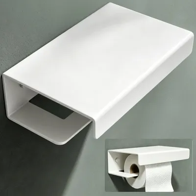 Produktbild von Mai & Mai Toilettenpapierhalter mit Ablage, Klopapierhalter WC aus Aluminiumlegierung, Toilettenpapier Halterung Rollenhalter Sandweiß 20cm Lino-05