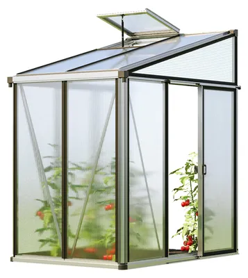 Produktbild von GFP Gewächshaus Anlehngewächshaus Ella 32 - Aluminium - 137x194 cm - 16 mm Polycarbonat-Platten