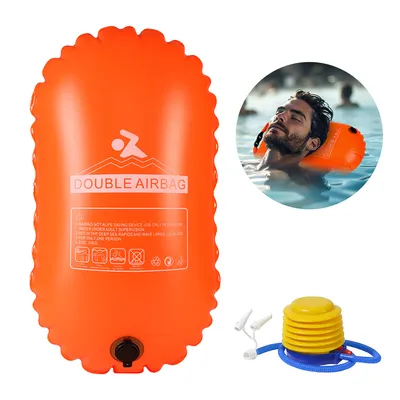 Produktbild von Sicherheits-Schwimmboje mit hoher Sichtbarkeit – Ultraleichte Bubble-Drag-Boje und Trockentasche (Inflator im Lieferumfang enthalten)