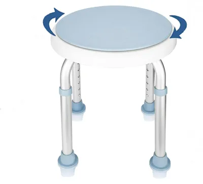 Obrázek produktu pro Sprchová stolička Sprchový sedák - 360° otočný - Nastavitelná výška - Hliník - Nosnost 136 kg