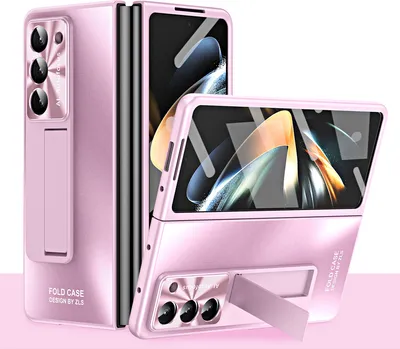 Produktbild von Hülle für Samsung Galaxy Z Fold 5 Hart PC Stander Schutzhülle mit Displayschutz / Linsenschutz Pink