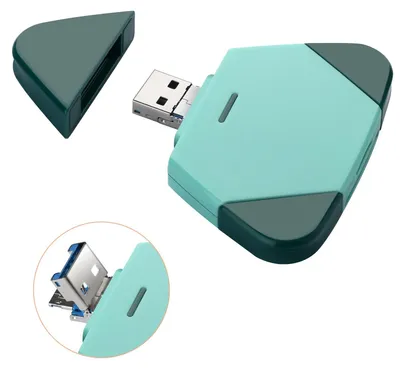Immagine prodotto di INF Lettore schede magnetico 3-in-1 staccabile — Lightning, USB-C e USB-A, supporta SD/TF, compatibile con iPhone e iPad Verde